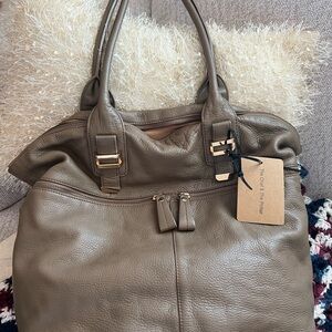 Liz Claiborne Large Taupe Leather  handbag shoulder bag